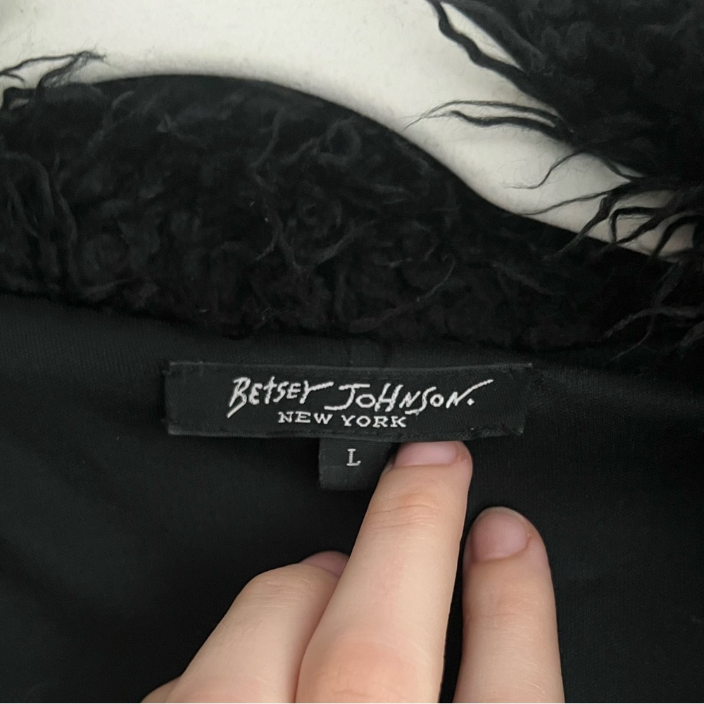 Betsy Johnson Brown velvet coat with black fur trim glamour